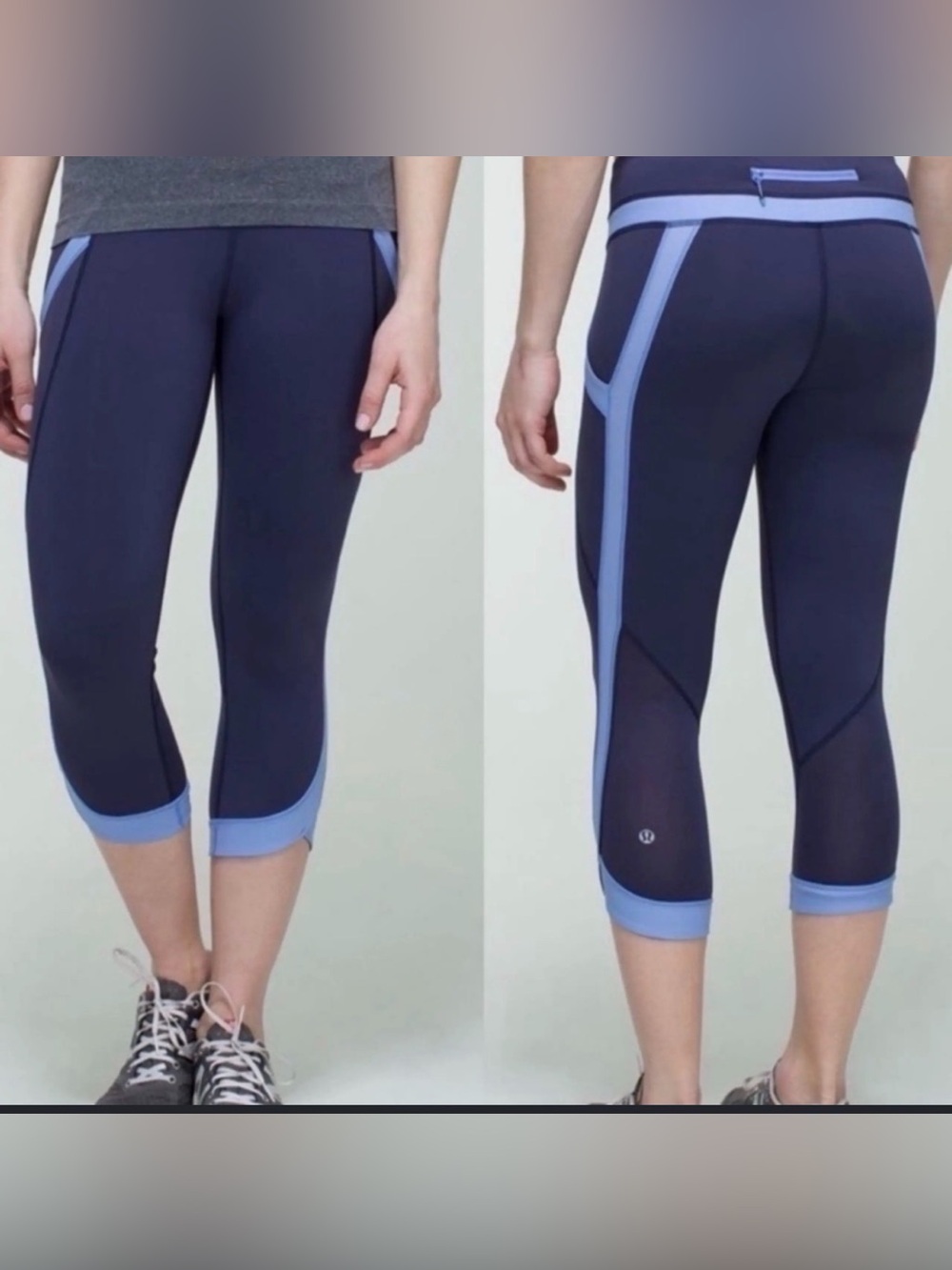 lululemon athletica Charcoal and Light Blue Cropped Leggings